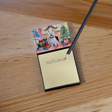 Load image into Gallery viewer, Westie Cozy Christmas Sticky Note Holder- Refiilable Desk Accessory Note Pad