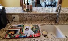 Load image into Gallery viewer, Westie Cozy Christmas Dish Drying Mat