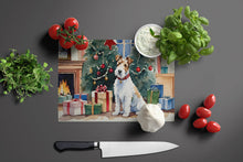Load image into Gallery viewer, Fox Terrier Cozy Christmas Glass Cutting Boards – Durable, Decorative Kitchen Art Large