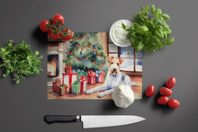 Load image into Gallery viewer, Fox Terrier Cozy Christmas Glass Cutting Boards – Durable, Decorative Kitchen Art Large