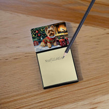 Load image into Gallery viewer, Yorkshire Terrier Cozy Christmas Sticky Note Holder- Refiilable Desk Accessory Note Pad