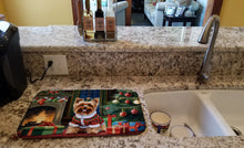 Load image into Gallery viewer, Yorkshire Terrier Cozy Christmas Dish Drying Mat