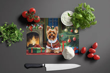 Load image into Gallery viewer, Yorkshire Terrier Cozy Christmas Glass Cutting Boards – Durable, Decorative Kitchen Art Large
