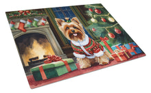 Load image into Gallery viewer, Yorkshire Terrier Cozy Christmas Glass Cutting Boards – Durable, Decorative Kitchen Art Large