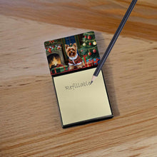 Load image into Gallery viewer, Yorkshire Terrier Cozy Christmas Sticky Note Holder- Refiilable Desk Accessory Note Pad