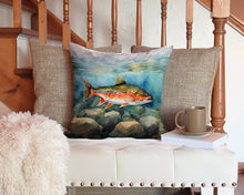 Load image into Gallery viewer, Brook Trout Throw Pillow - 14x14 Decorative Pillow – Art for Your Home &amp; Patio
