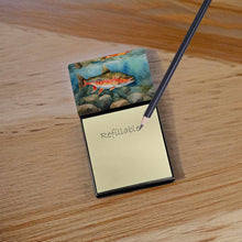Load image into Gallery viewer, Brook Trout Sticky Note Holder- Refiilable Desk Accessory Note Pad