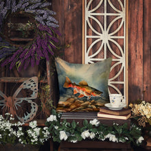 Load image into Gallery viewer, Brook Trout Throw Pillow - 14x14 Decorative Pillow – Art for Your Home &amp; Patio
