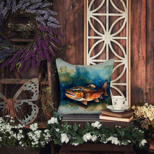 Load image into Gallery viewer, Brown Trout Throw Pillow - 14x14 Decorative Pillow – Art for Your Home &amp; Patio