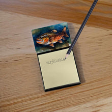 Load image into Gallery viewer, Brown Trout Sticky Note Holder- Refiilable Desk Accessory Note Pad