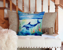 Load image into Gallery viewer, Dolphin Throw Pillow - 14x14 Decorative Pillow – Art for Your Home &amp; Patio