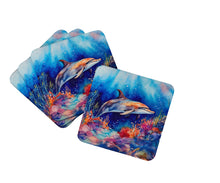 Load image into Gallery viewer, Dolphin Coasters - Set of 4 Lightweight Foam, Absorbent Drink Coasters