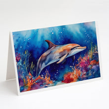 Load image into Gallery viewer, Dolphin Greeting Cards - Blank Note Cards – 8-Pack of Artist-Designed Cards with Envelopes