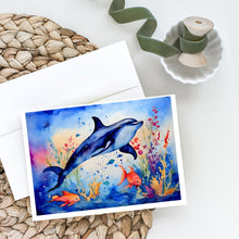 Load image into Gallery viewer, Dolphin Greeting Cards - Blank Note Cards – 8-Pack of Artist-Designed Cards with Envelopes