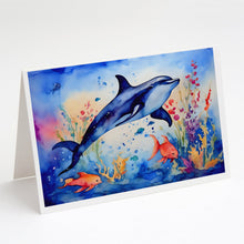Load image into Gallery viewer, Dolphin Greeting Cards - Blank Note Cards – 8-Pack of Artist-Designed Cards with Envelopes