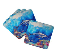 Load image into Gallery viewer, Dolphin Coasters - Set of 4 Lightweight Foam, Absorbent Drink Coasters