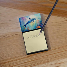 Load image into Gallery viewer, Dolphin Sticky Note Holder- Refiilable Desk Accessory Note Pad