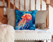 Load image into Gallery viewer, Jellyfish Throw Pillow - 14x14 Decorative Pillow – Art for Your Home &amp; Patio