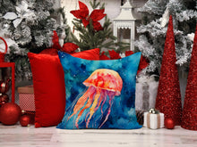 Load image into Gallery viewer, Jellyfish Throw Pillow - 14x14 Decorative Pillow – Art for Your Home &amp; Patio