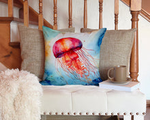 Load image into Gallery viewer, Jellyfish Throw Pillow - 14x14 Decorative Pillow – Art for Your Home &amp; Patio