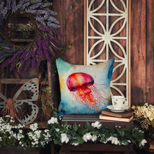 Load image into Gallery viewer, Jellyfish Throw Pillow - 14x14 Decorative Pillow – Art for Your Home &amp; Patio
