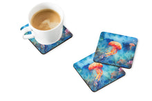 Load image into Gallery viewer, Jellyfish Coasters - Set of 4 Lightweight Foam, Absorbent Drink Coasters