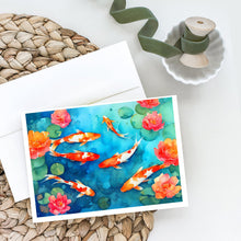 Load image into Gallery viewer, Koi Fish Greeting Cards - Blank Note Cards – 8-Pack of Artist-Designed Cards with Envelopes