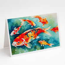 Load image into Gallery viewer, Koi Fish Greeting Cards - Blank Note Cards – 8-Pack of Artist-Designed Cards with Envelopes