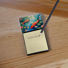 Load image into Gallery viewer, Koi Fish Sticky Note Holder- Refiilable Desk Accessory Note Pad