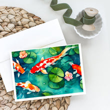 Load image into Gallery viewer, Koi Fish Greeting Cards - Blank Note Cards – 8-Pack of Artist-Designed Cards with Envelopes