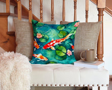 Load image into Gallery viewer, Koi Fish Throw Pillow - 14x14 Decorative Pillow – Art for Your Home &amp; Patio