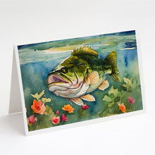 Load image into Gallery viewer, Largemouth Bass Greeting Cards - Blank Note Cards – 8-Pack of Artist-Designed Cards with Envelopes