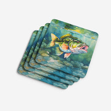 Load image into Gallery viewer, Largemouth Bass Coasters - Set of 4 Lightweight Foam, Absorbent Drink Coasters