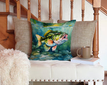 Load image into Gallery viewer, Largemouth Bass Throw Pillow - 14x14 Decorative Pillow – Art for Your Home &amp; Patio
