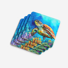 Load image into Gallery viewer, Loggerhead Sea Turtle Coasters - Set of 4 Lightweight Foam, Absorbent Drink Coasters