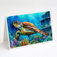 Load image into Gallery viewer, Loggerhead Sea Turtle Greeting Cards - Blank Note Cards – 8-Pack of Artist-Designed Cards with Envelopes