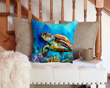 Load image into Gallery viewer, Loggerhead Sea Turtle Throw Pillow - 14x14 Decorative Pillow – Art for Your Home &amp; Patio