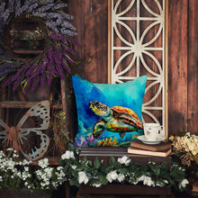 Load image into Gallery viewer, Loggerhead Sea Turtle Throw Pillow - 14x14 Decorative Pillow – Art for Your Home &amp; Patio