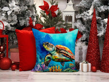 Load image into Gallery viewer, Loggerhead Sea Turtle Throw Pillow - 14x14 Decorative Pillow – Art for Your Home &amp; Patio
