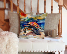Load image into Gallery viewer, Loggerhead Sea Turtle Throw Pillow - 14x14 Decorative Pillow – Art for Your Home &amp; Patio