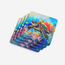 Load image into Gallery viewer, Loggerhead Sea Turtle Coasters - Set of 4 Lightweight Foam, Absorbent Drink Coasters