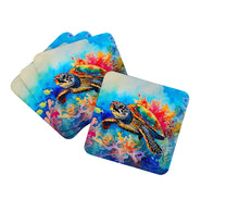 Load image into Gallery viewer, Loggerhead Sea Turtle Coasters - Set of 4 Lightweight Foam, Absorbent Drink Coasters
