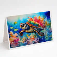 Load image into Gallery viewer, Loggerhead Sea Turtle Greeting Cards - Blank Note Cards – 8-Pack of Artist-Designed Cards with Envelopes