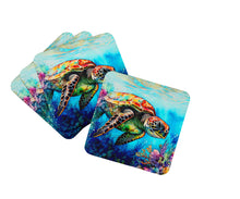 Load image into Gallery viewer, Loggerhead Sea Turtle Coasters - Set of 4 Lightweight Foam, Absorbent Drink Coasters