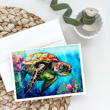 Load image into Gallery viewer, Loggerhead Sea Turtle Greeting Cards - Blank Note Cards – 8-Pack of Artist-Designed Cards with Envelopes