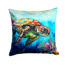 Load image into Gallery viewer, Loggerhead Sea Turtle Throw Pillow - 14x14 Decorative Pillow – Art for Your Home &amp; Patio