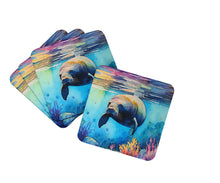 Load image into Gallery viewer, Manatee Coasters - Set of 4 Lightweight Foam, Absorbent Drink Coasters