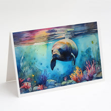 Load image into Gallery viewer, Manatee Greeting Cards - Blank Note Cards – 8-Pack of Artist-Designed Cards with Envelopes