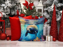 Load image into Gallery viewer, Manatee Throw Pillow - 14x14 Decorative Pillow – Art for Your Home &amp; Patio