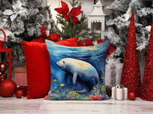Load image into Gallery viewer, Manatee Throw Pillow - 14x14 Decorative Pillow – Art for Your Home &amp; Patio